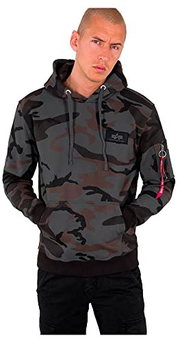 Alpha Industries Back Print Hoody Camo Kapuzensweat für Herren Black Camo