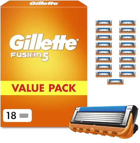 Gillette Fusion5 Rasierklingen Herren, 18 Original Ersatzklingen für Männer mit Größerem Gleitstreifen für Ein Sanftes Gleiten und 5 Klingen für Eine Unglaublich Gründliche und Komfortable Rasur