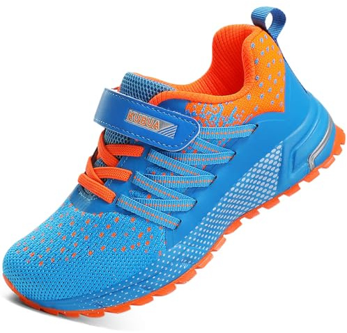 Kids Sneakers for Boys Girls Running Tennis Shoes Lightweight Breathable Sport Athletic Blue Orange A Size US 13 Little Kid