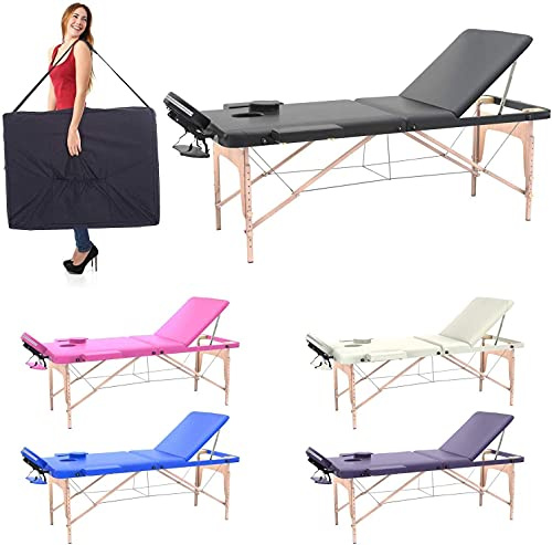 FENIXSHOP24 - LETTINO MASSAGGIO PROFESSIONALE 3 ZONE IN LEGNO PORTATILE E PIEGHEVOLE COD-06