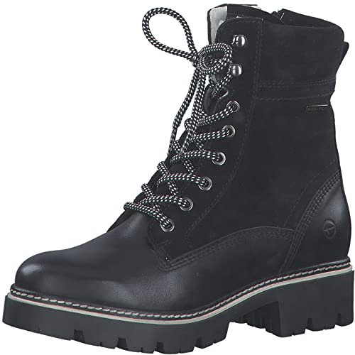 Tamaris Damen Bequemschuhe, Frauen Schnürschuhe,Wechselfußbett,DUOtex,wasserabweisend,warm gefüttert,Schnuerer,Schnuerung,Black Comb,40 EU
