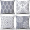 ZHILING Dekorative Kissenbezug 40 x 40cm 4er-Set grau und weiß modern schlicht quadratisch Kissenbezüge für Sofa Couch Bauernhaus Outdoor Wohnzimmer 16 x 16 Zoll