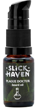 Slickhaven Plague Doctor Olio da Barba 10 ml / 30 ml – Profumo erbaceo-medicinale – Qualità artigianale, rigenera i peli, protegge dagli agenti esterni e dona una lucentezza naturale (10 ml)