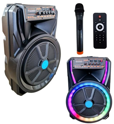MAKA Speaker Wireless Bluetooth Portatile con Microfono Impianto Audio Cassa Attiva con Effetti di Luce Rgb MP3 USB/SD Batteria Ricaricabile Suono Pulito Equalizzatore (100W 12 b)