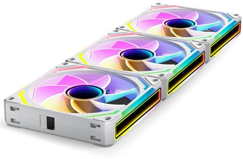 AsiaHorse COSMIQ ARGB Ventilador PC 120MM Reverse [3 Piezas] [FDB] Daisy Chain Ventilador RGB de 2000 RPM/68.5 CFM/2,05 MMH2O 5V 3 pines ARGB 12V 4pines PWM vida útil de 80000 horas