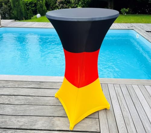 Stretch-Husse für Stehtisch - Bartisch - Bistrotisch 70cm - Schwarz/Rot/Gold