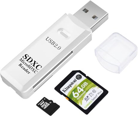 AIYEEN Lettore di schede SD/TF USB 2.0, adattatore per schede di memoria OTG a doppio slot USB 2.0 da 480 Mbps per schede di memoria TF/Micro SD/SD/SDXC/Micro SDXC/Micro SDHC (Bianco)