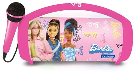Lexibook, Barbie, Bluetooth-karaokehögtalare, rosa, BTP585BBZ | Stereoljud, mikrofon ingår, USB- och SD-portar, laddningsbar, handtag