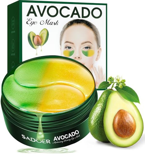 60 Pcs Collagene Patch Occhi, avocado Maschera per Gli Occhi, Patch Occhiaie e Borse, Anti-Rughe e Anti-Occhiaie, Rimuovi Borse e Puffiness, Effetto Idratante e Antietà