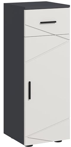 kleankin kleank - Armoire de Salle de Bain étroite avec tiroir, étagères réglables - Armoire d'appoint pour Salle de Bain - Petites pièces - 30 x 30 x 82 cm - Gris
