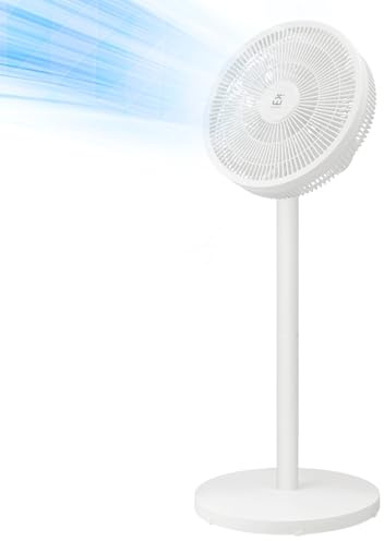 EXTRASTAR Ventilador de Pie Silencioso, oscilante, Modo Noturno, 3 velocidades, diámetro de hélice 32 cm, Con Aspas, Moderno, Color Blanco
