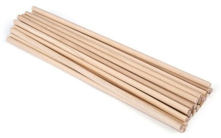 VDCVADKYE Baguettes en Bois Goujons, Chevilles Rondes en Bois 3-5 mm x 10-30 cm, Paquet de 25/50 pièces(20cmx5mm 25pcs)