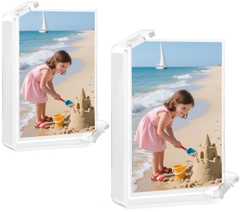 VVEASIER 4x6inch 2 Pack Acrylic Picture Frames L Shaped Floating Frame，Double Sided Frames Artistic Modern photo Frame. (Transparent, 4X6)