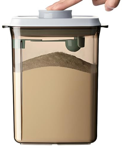 Dispenser per Latte in Polvere 2300ml,Contenitore in Polvere Sigillato con Cucchiaio per Conservare Latte in Polvere, tè, Legumi,Cereali e Snack (Marrone 2300ml)