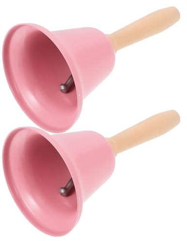 Veemoon Campanas Retro de Hierro Pintado Rosa 2 Piezas Campanas Manuales para Restaurante y Bar Timbre de Llamada Vintage para Servicio y Decoración Navideña