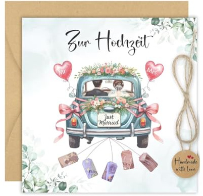 Tarjeta Felicitacion Boda Con Sobre Coche De Boda,Regalo De Dinero Con Sobres,Regalos De Boda Para Novios, Regalo De Dinero Para Embalaje ,Tarjeta De Felicitación