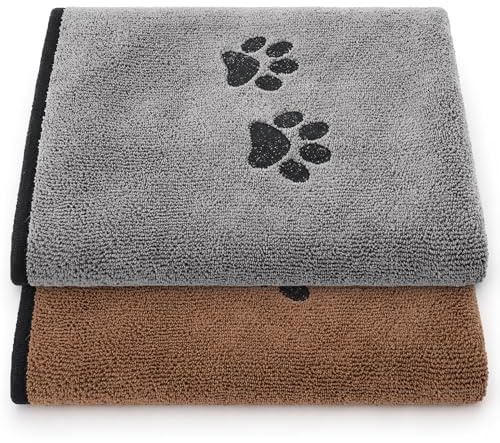 GSrenyu 2 Pack Microfiber Dog Towels 50 x 90cm, Absorbent for Drying Dogs | Quick Drying, Soft Pet Bath Towel, for Dogs Cats and Other Pets