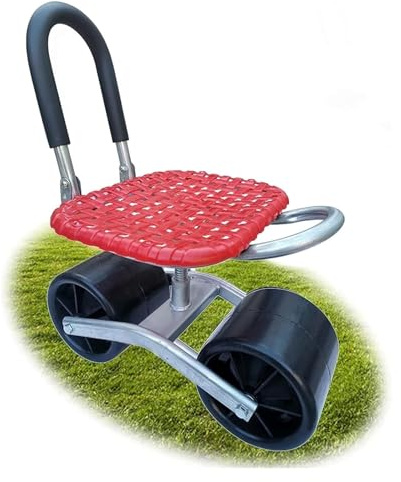 ADTUIUG Sgabello da giardino con poggiagomiti, Con sedile regolabile e girevole, imbottitura in ginocchio da giardino, lavoro con rotelle
