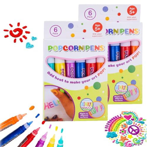 YBOEG Stylos à Pop-Corn GonfléS Magiques 3d,Popcornpens,Stylos à Dessin à Bulles Diy,Pour Cartes De VœUx, D'Anniversaire Et NoëL, Dessins (2 boîtes)