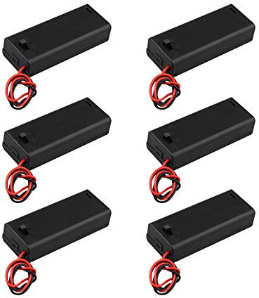 HALJIA 6Pcs 3V AAA 2 x 1.5V Battery Holder Case Plastic Battery Storage Box with ON/OFF Switch Case Cover and Wire Leads