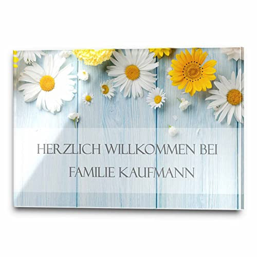 Edles Türschild mit Namen für die Haustür | Namensschild Briefkasten-Schild selbstklebend oder mit Bohrlöcher Klingelschild mit kratzfestem UV Druck | Größe ab 9x6 cm bunte Türschilder