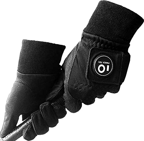 FINGER TEN Golfhandschuhe Herren Winter Mit Ballmarker Grip Performance 1 Paar Golf Handschuhe Kaltes Wetter Winddicht Wasserdicht Größe S M ML L XL (L)