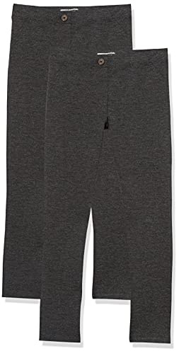 Amazon Essentials Pantalon à coupe ajustée en tissu ponte tricoté - Uniforme Fille, Lot de 2, Gris Foncé, 2 ans