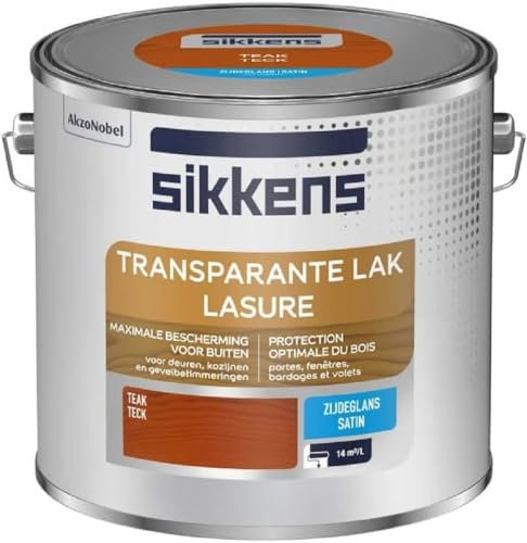 Sikkens - Lasure Satin pour Boiseries Extérieures - Tous types de bois, sous-couche intégrée, protection pendant 7 ans - Teck 2,5 L