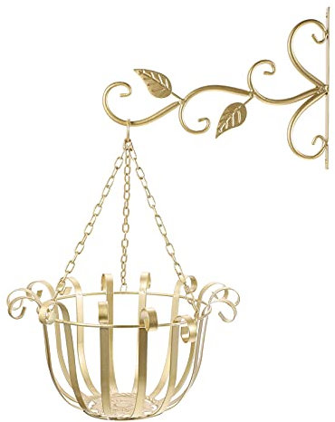 Cabilock Metall Blumentopfhalter Blumenampel Hängeampel Hängekorb mit Haken Blumentopf Halterung Pflanzer Rack Blumentopf Aufhänger für Balkon Terrasse Garten Golden