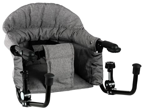 Looping - Asiento de mesa plegable para bebé | Fijación segura de 4 puntos, portátil y compacto | gris jaspeado