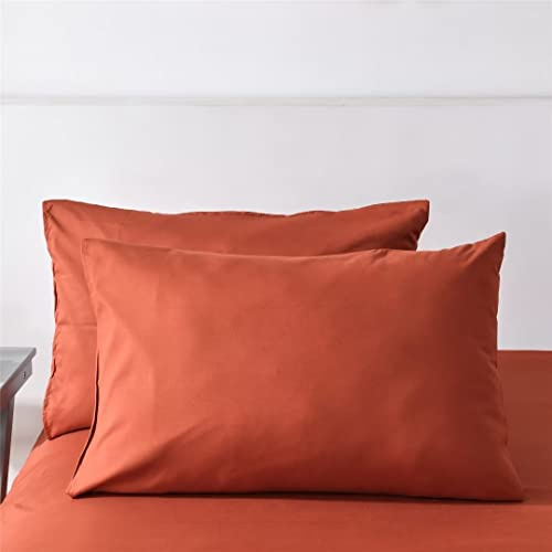Ruccit Lot de 2 taies d'oreiller en microfibre brossée douce avec fermeture à rabat - Orange brûlé - 50 x 75 cm