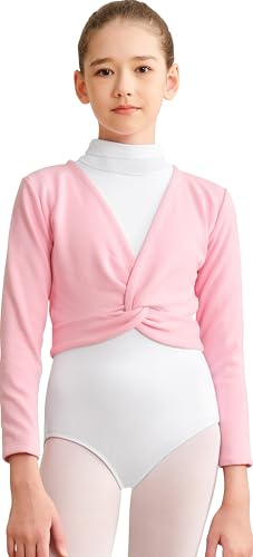 DANSHOW Mädchen Ballett Langarm Wickeloberteile Bolero,Kinder Tanz Cardigans,Samt Inne Tanzpullover Strickjacke(824-08-M)