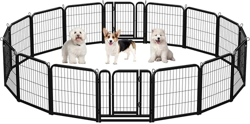 Yaheetech Parc pour Chien 16 Panneaux Cage pour Chien Interieur Enclos Chiens Chiot Lapin Rongeur Chenil pour Chiens Clôture en Métal Pliable 60x60cm