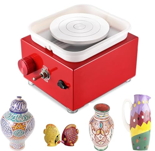 Elektrisk keramikhjul keramisk maskin, 6,5 cm-10 cm vändskiva keramikhjul för barn Vuxna, keramikformningsmaskin med lerverktygssats, DIY-keramiksats för nybörjare DIY lerkonst för