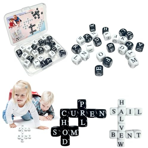 Gioco Solitario Di Cruciverba, Gioco di Dadi Solitario Cruciverba con 24 pezzi di lettere di dadi, Gioco Creativo Di Dadi Con Lettere Inglesi, Gioco da Tavolo Delle Parole