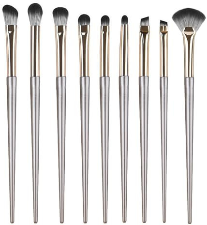Eupneicu Pennelli Per Occhi [9 Pezzi], Pennelli Per Trucco Occhi Professionali, Pennelli Make Up Set, Make Up Kit Per Ombretti Per Applicazione Contorno E Definizione [Oro]