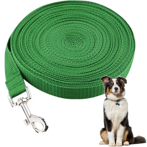 Schleppleine für Hunde, 10M Lange Hundeleine,mit Gepolsterter Griff, Nylon Hundeleine mit Robuste & Wetterfeste, für Kleine Mittlere Große Hunde,Grasgrün