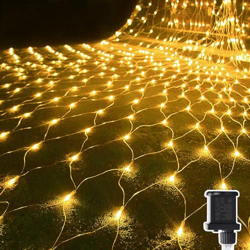 Hulaiyaa Luci da Giardino a Rete 2 * 3M, 192 LEDs Rete Luminosa per Natale Feste, 8 Modalità Luminosa da Interno, Decorazione LED da Giardino All'aperto Luminosas, Mantello di Luci