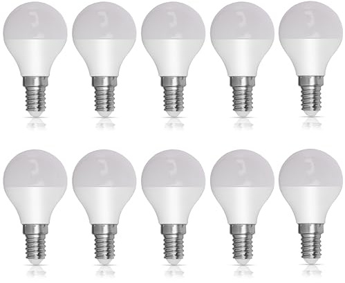 Bright Source Non-Dimmable Opal Frosted LED Golf Bulb, 2.9W, 250lm, E14 Small Edison Screw, 4000K Cool White - Pack of 10 Bulbs