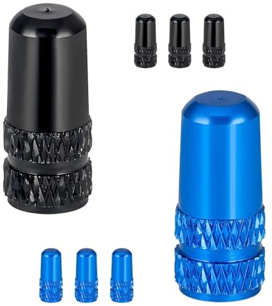 Qrity 8 Pcs Bike Valve Stem Caps, Bicycle Presta Valve Caps, Aluminum Alloy, Valve Dust Caps for Road and Mountain Bikes, Black and Blue