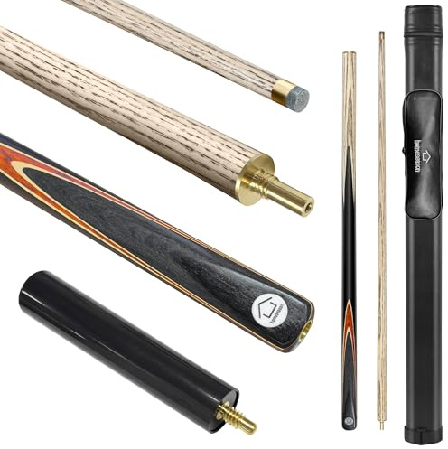 HomeSeason Snooker Cue Stick 18oz 1/2 Jointed 57in Pool Cue, with Extension Leatherette Cue Bag, Durable Ash Wood Billiards Cue