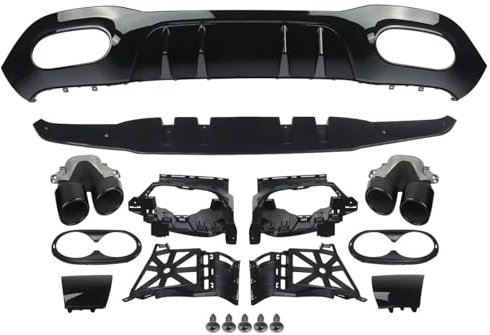 Bakre Stötfångare Spoiler För Benz W177 A-KLASS A45 LOOK GLOSS BLACK BAKRE DIFFUSER + AVGASSTÖDOR 2019+