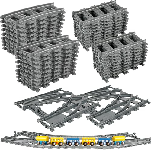 Il set di 62 binari classici per treni urbani include 36 binari per treni curvi, 2 binari per treni con interruttore, 24 blocchi compatibili con binari dritti