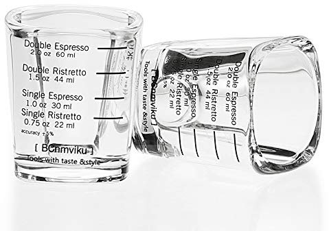 BCnmviku 60ml Espresso Cups,Espresso Shot Glass with Heavy Base, Espresso Glasses for Coffee,Milk,Cocktail,Whiskey,Spirits,Liquor(2-Pack)