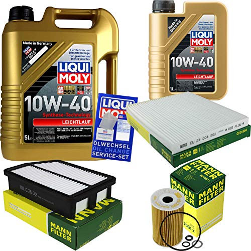 Filter Set Inspektionspaket 6 Liter Motoröl Leichtlauf 10W-40 MANN-FILTER Innenraumfilter Luftfilter Ölfilter