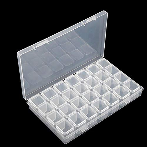Mwoot 28-grids diamante ricamo Storage Box Organizers, Diamond Art Painting di Scatola Stones divisori Scatola organizzatore, Valigetta per bigiotteria, Transparente