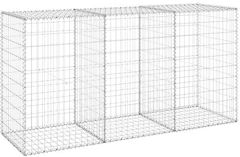 vidaXL Mur en Gabion avec Couvercles Paniers de Gabion Mur de Soutènement Jardin Patio Terrasse Extérieur Acier Galvanisé 200x60x100 cm