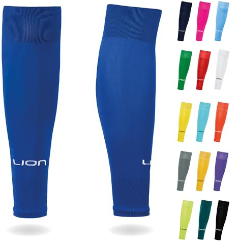 LION SPORTSWEAR Football Sock Sleeves To Accompany Grip Socks - Fits Over Calf/Shin Pads - Variety Of Colours To Match Your Team Kit (Royal Blue)