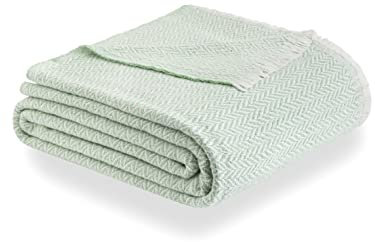 Todocama PRCMAMSVEMI230X240 Extra weiche Baumwolldecke, Mehrzweck-Tagesdecke, Sofaüberwurf, Sofaüberwurf, Mintgrün, 230 x 240 cm