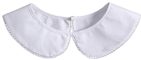Booluee Cuello falso desmontable con cuello de dickey, media camisa, cuello de muñeca, cuello falso de Peter Pan, para mujeres y niñas, 111 color blanco, Blanco, Talla única
